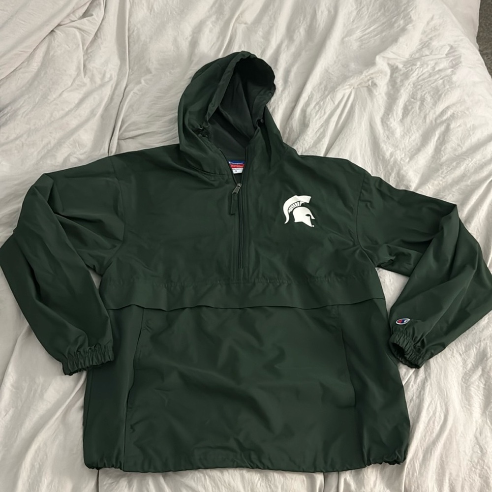 Michigan State Spartans Champion Hooded Windbreaker Rain Jacket Adult Size Small